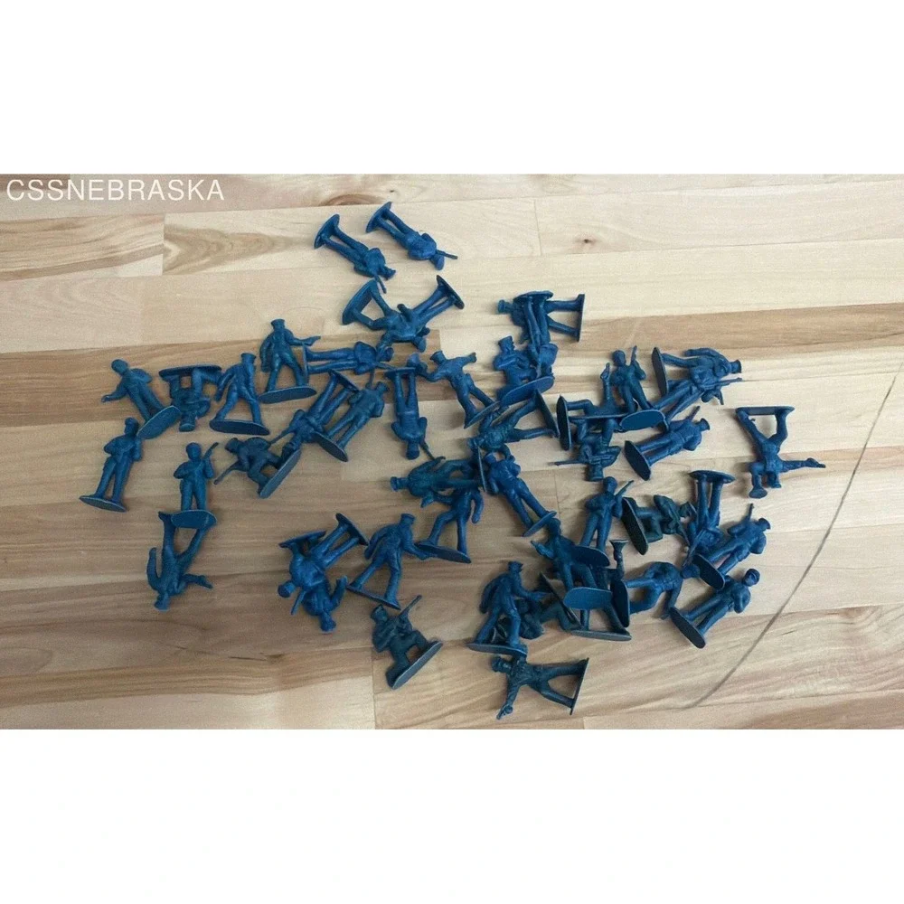 Vintage Blue Plastic Toy Soldiers Lot 46 Marx MPC Style Civil War Army Men